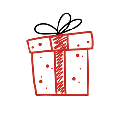 red gift box with ribbon illustration 