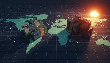Global Trade and Logistics Network Connecting Continents with Cargo Containers