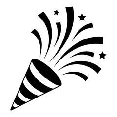 black Party Popper icon Silhouette vector on white background
