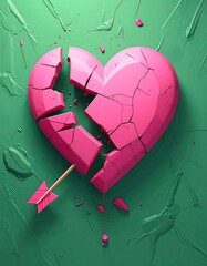 Broken Heart with Arrow - A Symbol of Love and Loss.
