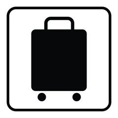 Black Suitcase Travel Icon on White Background