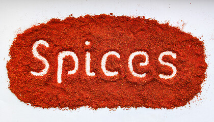 A fragrant scattering of paprika with the word 