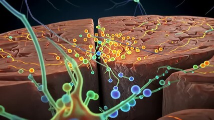 Neural network synapse transmission and brain cell communication illustration. - Powered by Adobe