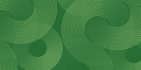 Abstract modern bright green gradient art background with glowing neon circle lines element and halftone dots decoration. Trendy simple texture creative design. Suit for presentation, website