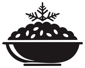Frozen Food Icon Featuring a Bowl of Grains and Snowflake Symbolizing Freezing or Refrigeration