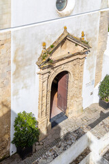 Vejer, Spain - April 17, 2025: Streets of the historic center of the city of Vejer de la Frontera, province of Cadiz, during the Easter festivities in Vejer, Spain.