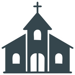 Elegant Church Illustration with Cross Detail, Architectural Style, Christian Symbol, Religion Icon