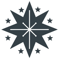 Obraz premium Festive Christmas North Star flat icon with a geometric snowflake and surrounding celestial stars decoration