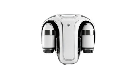 Futuristic personal jetpack flight device isolated on white background.