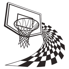 Basketball Hoop with Swirling Checkered Pattern vector illustration