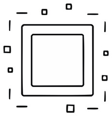 Geometric Border with Abstract Elements and a Central Square