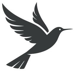 Obraz premium Stylized dark bird silhouette flying wings spread elegant simple design concept