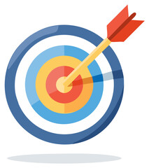 Direct hit on target bullseye with arrow symbolizes success and achievement