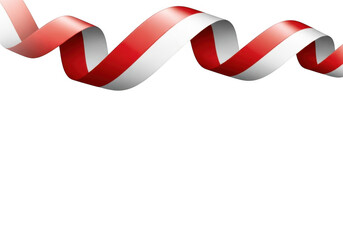 Red and white ribbon swirling gracefully isolated on transparent background