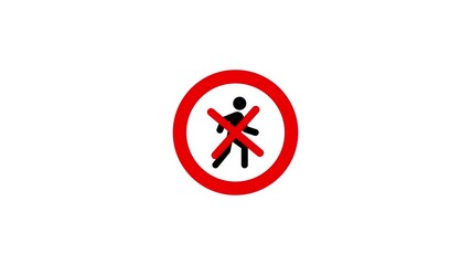 no entry authorized access only animated not allowed man human symbol prohibition crossed circle  background