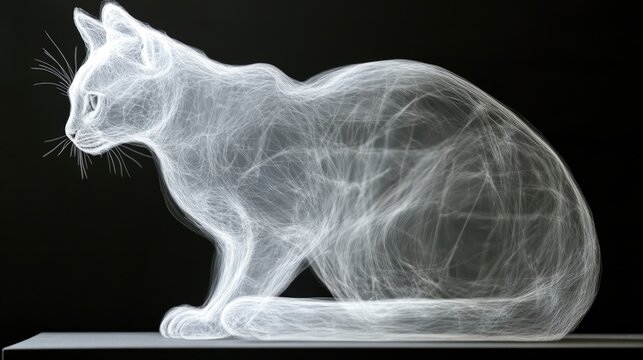 Translucent Cat, Conceptual visualization of a Cat showing superposition, A conceptual representation of Quantum superposition illustration of a Cat 