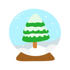 Snow Globe with Christmas Tree and Snow