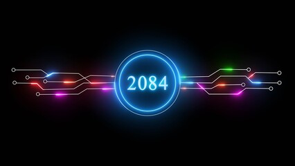 New year illustration with technology background. 