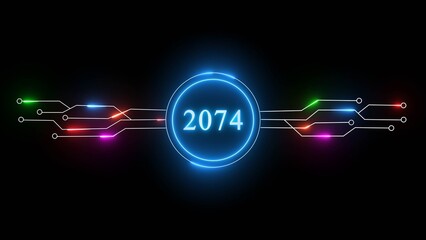 New year illustration with technology background. 