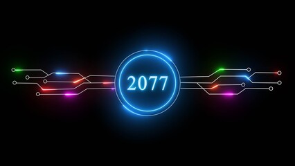 New year illustration with technology background. 