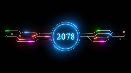 New year illustration with technology background. 
