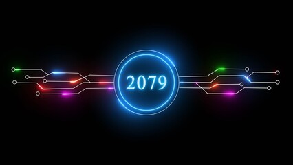New year illustration with technology background. 