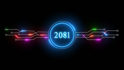 New year illustration with technology background. 