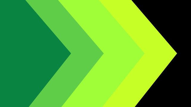 Flat design graphic arrows multi colored animation. Dynamic shape transition background with moving arrows to the right side on a black background
