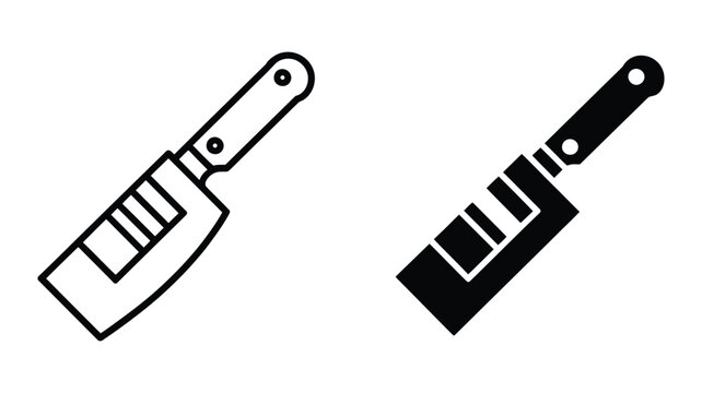 Vector art of Two cleaver icons, one in outline and one in solid black