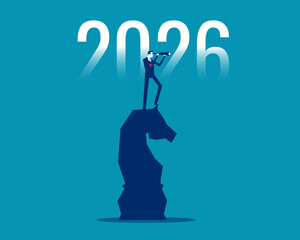 2026. Businessman planning and vision for 2026