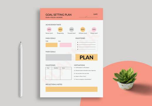 Minimal And Clean Goal Setting Planner Layout
