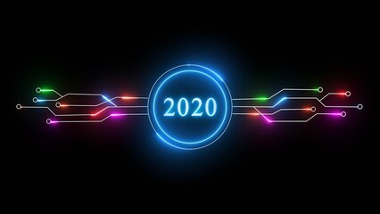 New year illustration with technology background. 