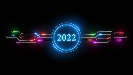 New year illustration with technology background. 