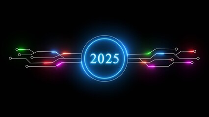 New year illustration with technology background. 