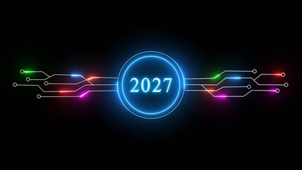 New year illustration with technology background. 