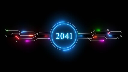 New year illustration with technology background. 