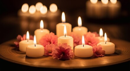 Candlelight Serenity Floral Embrace in Soft Light.