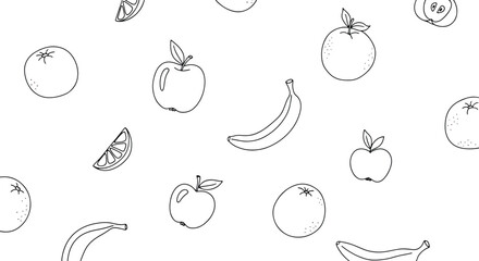 Seamless Pattern with Hand Drawn Fruit Background for Food Designs