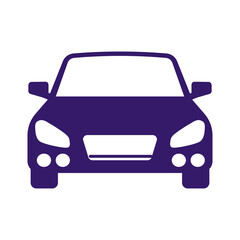 Obraz premium Front view of a dark blue car silhouette isolated on transparent background