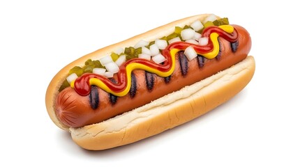 Delicious Grilled Hot Dog with Ketchup and Mustard