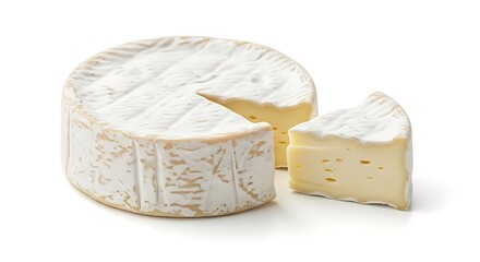 Delicious Round Brie Cheese with a Slice Cut Out