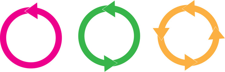 Recycling Arrows Icon Set – Flat Vector Rotation, Refresh, and Reload Loop Symbols