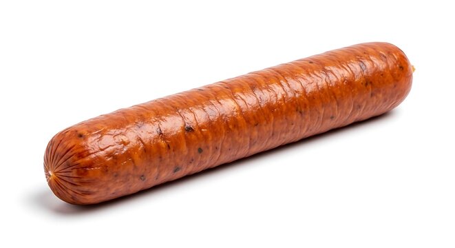Delicious Smoked Sausage Link on White Background