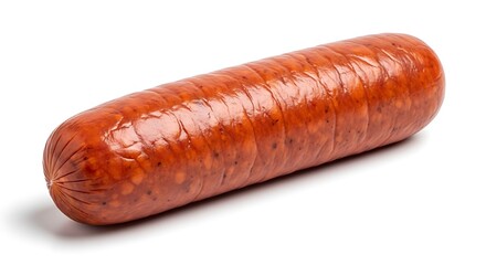Delicious Smoked Sausage Link on White Background