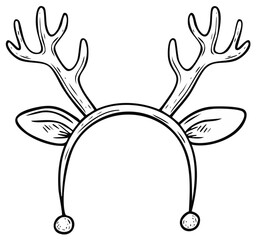 Hand drawn sketch of a Christmas reindeer antler headband with ears