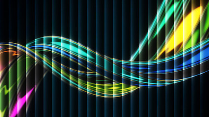 A captivating abstract background featuring vibrant light streaks and vertical lines, creating a...