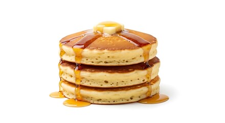 Delicious Stack of Pancakes with Butter and Syrup