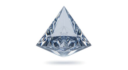 Clear faceted crystal geometric shape isolated on transparent background