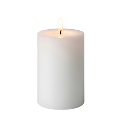 White memorial tribute remembrance candle isolated on a transparent or white background. PNG