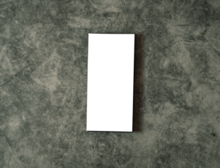 Phone screen mockup over grey marble background.
